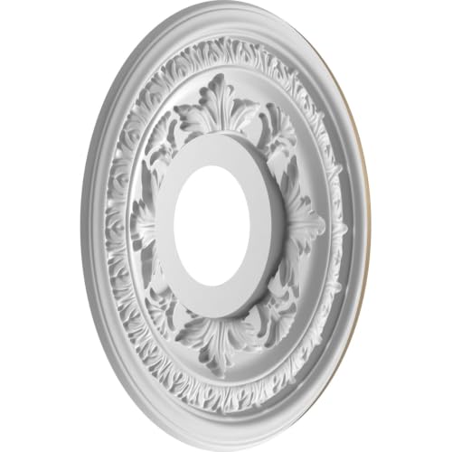 Image of Ekena Millwork 13 inchOD x 3 1 /2 inchID x 3 /4 inchP Baltimore Thermoformed PVC Ceiling Medallion (Fits Canopies up to 5 1 /4 inch), Universal Metallic Champagne Mist