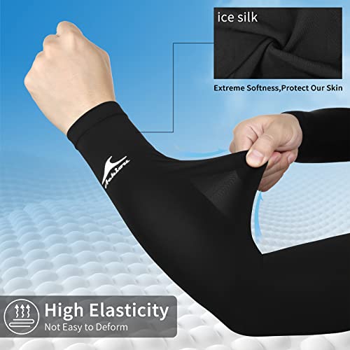 Achiou Cooling Ice Silk Arm Sleeves, Summer UV Sun Protection Compression Sleeves UPF 50+ for Women Volleyball Youth Sports4