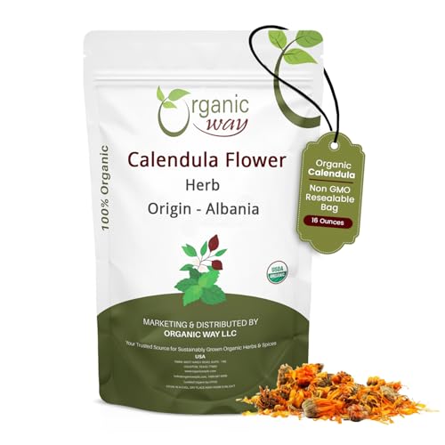 Organic Way Dried Calendula Flower - Herbal Tea - Origin - Albania (16 Oz)
