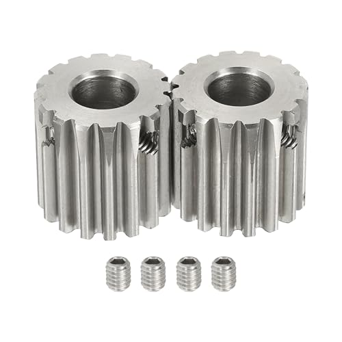 uxcell 2Pcs 1 Mod 16T Spur Gear 8mm Bore, 304 Stainless Steel Pinion Gear