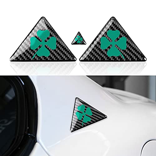 アルファロメオ147 156 166 159 GTカーサイドエンブレムバッジステッカー四葉緑デルタカーボンファイバーカースタイリング