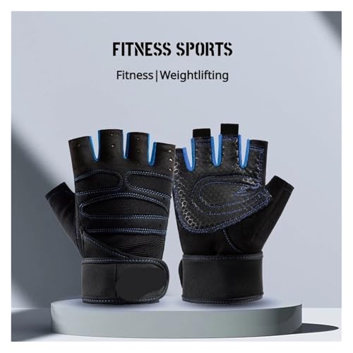 Guantes de gimnasio para hombre y mujer con muñequera para levantamiento de pesas 2