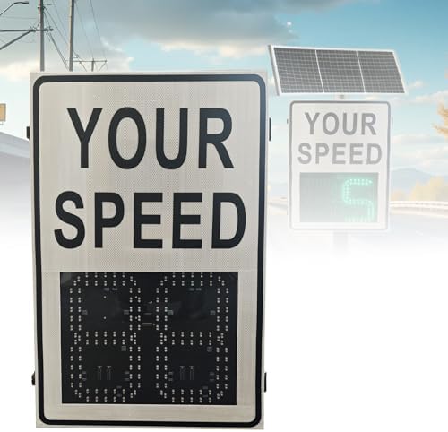 Solar Powered Radar Feedback Sign - 20"x28" LED Speed Limit Warning Sign for Roads - Enhance Safety & Monitor Speed with Bright Display