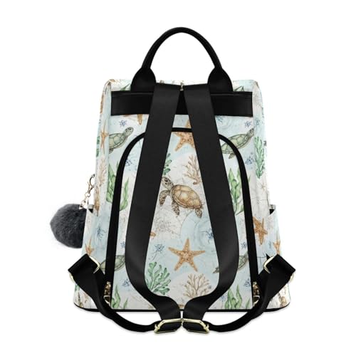 Sac à dos motif tortues de mer aquarelle avec système antivol discret - 2