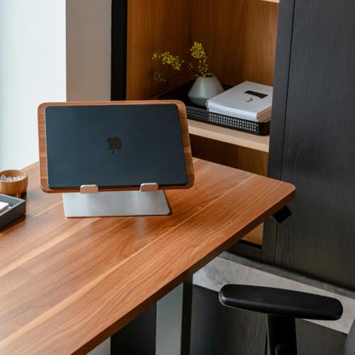 Image of Branch Adjustable Laptop Stand - Portable Wooden Laptop Riser with Customizable Height & Angle - Foldable - Secure Silicon Grips for Home or Office - Walnut