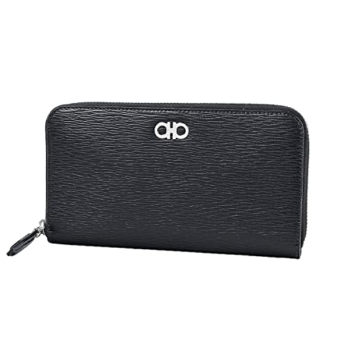 フェラガモ サルヴァトーレフェラガモ 長財布 メンズ ラウンドファスナー ブラック ブルー 721820 66A590 001 [並行輸入品]