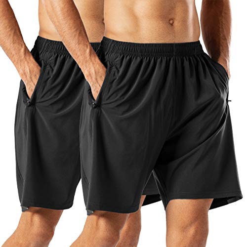 HMIYA Pantalones Cortos Deportivos para Hombre Transpirable Secado Rapido para Running Fitness Gym(Negro/Negro 3XL)