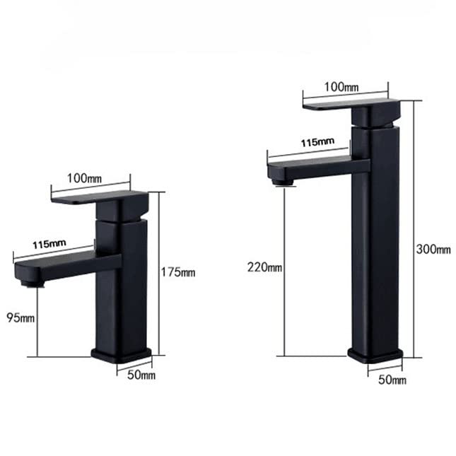 Cyrank Robinet De Lavabo De Salle De Bain, Robinet pour Lavabo De Salle De Bain, Robinet De Salle De Bain Noir en Acier Inoxydable Robinet De Lavabo Cascade Moderne pour Maison Hôtel 2 Tuyaux