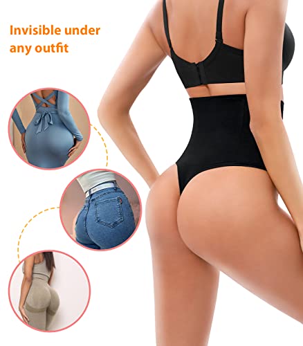 Tummy Control Thong Shapewear For Women Seamless Body Shaper High Waisted Shaping Panties Waist Cincher Girdle Underwear Black #TOP3