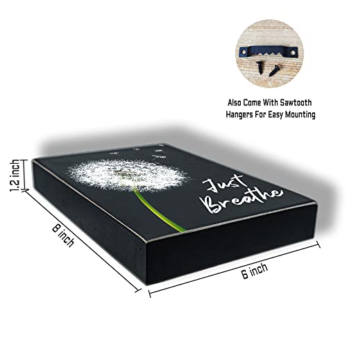 Maoerzai Just Breathe Wall Art Dandelion Sign, Wooden Box Sign Office Desk Decor, Rustic Farmhouse Home Decor For Bathroom Living Room Kitchen Sign. (6 X 8 X 1.2 Inch, Black - Dandelion-3) #TOP4