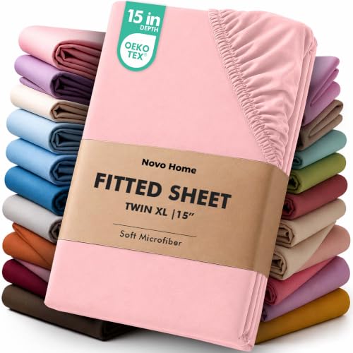 Novo Home Twin XL Fitted Sheet Deep Pocket 15 Inch Soft Microfiber