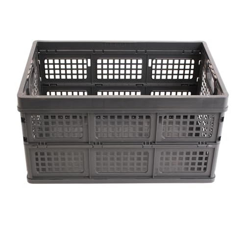 DieKlappbox - Stabile Einkaufsbox klappbar, Klappbox 45L, 60% Recycling-Plastik, Made in Germany, TÜV, verstärkter Boden, 52,5x34,5x28 cm, Dunkelgrau
