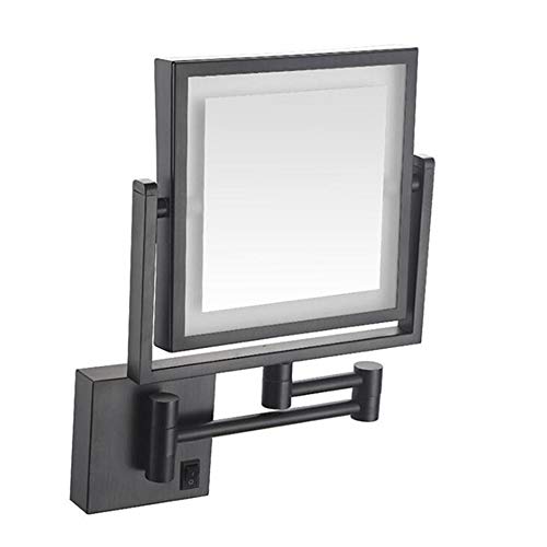 Miroir de rasage carré double face au design extensible noir mat - 2