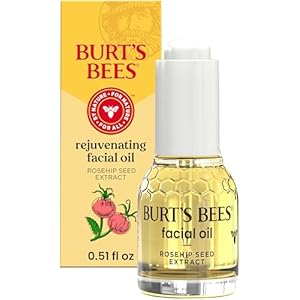 Burt’s Bees Gua Sha Face Oil With Rosehip Seed Extract, Reduces Appearance of Fine Lines and Wrinkles, Use with Ice Roller & Facial Tools, Natural Origin Skin Care, 0.51 fl. oz.