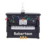Personalized Upright Piano Christmas Ornament - Glass Tree Decoration with Custom Name