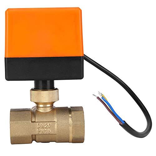 MasYosh Válvula de Bola Motorizada, Válvula de Agua Eléctrica de Latón Motor Síncrono 6W AC220V con Protección IP54, para Control de Aceite de de Agua G1/2in G3/4in G1in (gz/h')