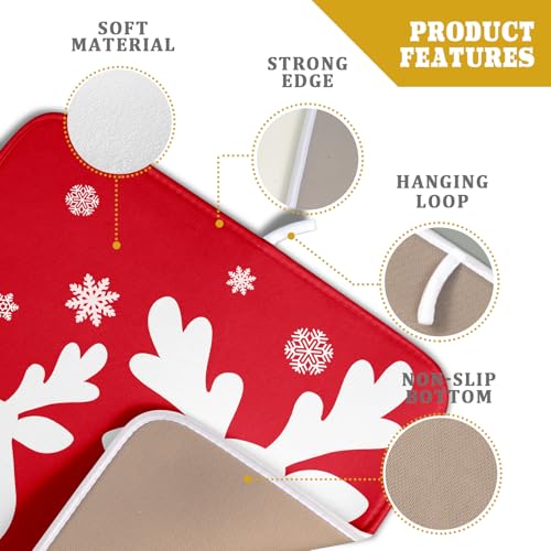 Lvhompro Xmas Dish Drying Mat for Kitchen Counter Cute Reindeer Holiday Snowflake Microfiber Absorbent Dish Draining Reusable Washable Foldable 16"x18" by Lvhompro - Image 4