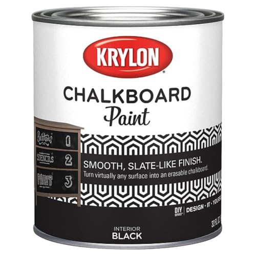 Krylon K05223000 Chalkboard Paint Special Purpose Brush-On, Black, Quart, 1 Quarts (Pack of 1)