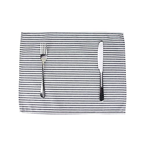 Infei Plain Striped Cotton Linen Blended Dinner Cloth Napkins - Set Of 12 (40 X 30 Cm) - For Events & Home Use (Black) #TOP4
