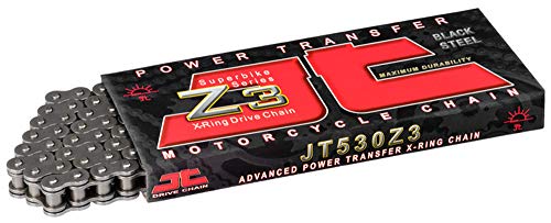 JT Chain JTC530Z3122RL (530 Series) Black Steel 122 Link Super Heavy Duty X-Ring Chain with Connecting Link