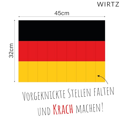 WIRTZ Klatschpappen zum anfeuern | Extra lauter Krachmacher zum anfeuern für Stadion, Grillparty oder Public Viewing | Deutschland Fanartikel Fußball EM 2024 (10 x Deutschland Klatschfächer)