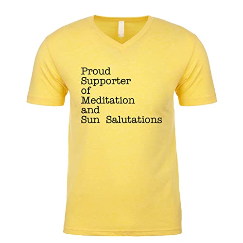 Proud Supporter of Meditation and Sun Salutations Men's V Neck T Shirt Banana X-Large