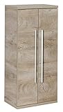 FACKELMANN Doppel-Midischrank Stanford/Badschrank mit gedämpften Scharnieren/Maße (B x H x T): ca. 50,5 x 106 x 32 cm/hochwertiger Schrank fürs Bad/Korpus: Braun hell/Front: Braun hell