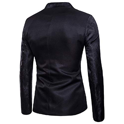 Blazer masculino VITryst-Men com estampa floral, manga raglã, slim, 1 botão, smoking, Preto, US M=Ch