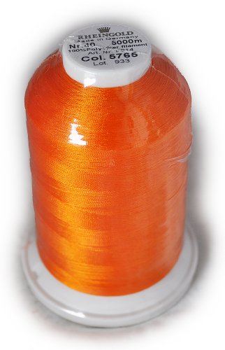 Hilo de Poliéster Rheingold No. 40 Naranja Verdadero, Cono Comercial para Bordado, 5500 yardas miniatura 1
