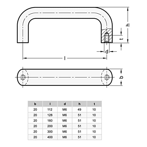 Ganter Normelemente GN 565.5-20-300-A-GS Edelstahl-Bügelgriff, silber, Bohrungsabstand: 300mm