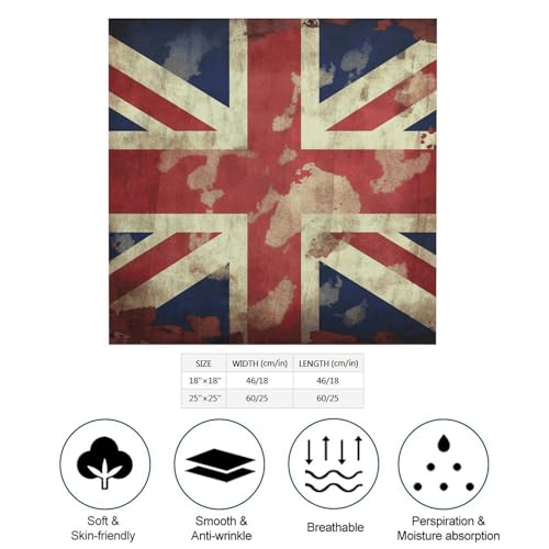 25" Square Head Scarf Vintage Union Jack British Flag Lightweight Silk Scarf for Women Boho Neckerchief Soft Satin Bandanas Fashion Neck Scarves Silk Headwear for Bag Hair Scarves Gift2