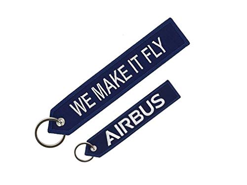 AIRBUS - Porte clés "We Make It Fly", Bord Cousu, Oeillet Solide, Pour Sacs et Valises, Idée cadeaux passionés aéronautique, Bleu, Taille unique 160 x 30 mm