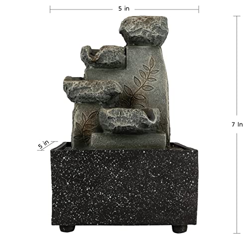 Image of Eazy Wagon Resin Waterfall Fountain (Floral) with LED Lights Outdoor Garden Home Decorative Gift Item