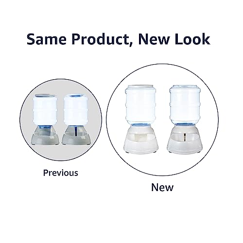 Amazon Basics 2 Stück, Hundefutter- und Wasserspender, Futter- und Wasserspender für Haustiere, Größe S, Klar, Grau