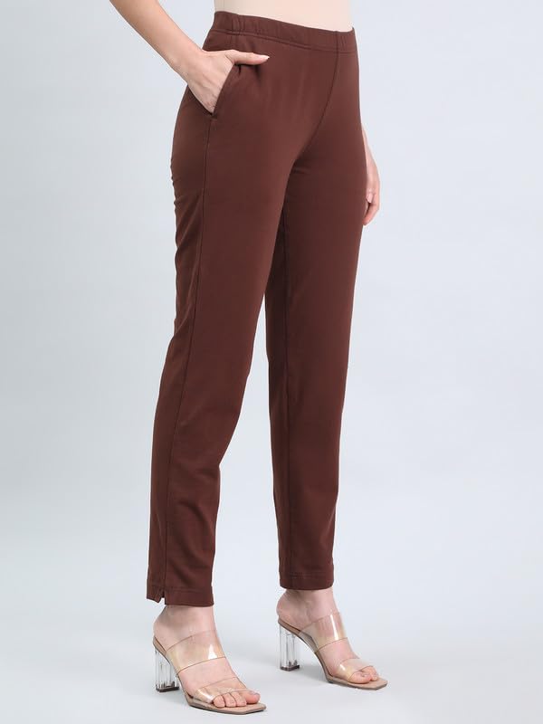 Image of GO COLORS Soft Cotton Stretch Kurti Pants Full Length for Women| Breathable, Mid Rise