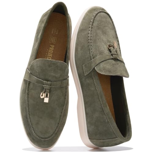 Image of Project Cloud 100% Genuine Leather Slip-on Casual Loafers for Women | Memory Foam Insole Lightweight Womens Loafers - Non-Slip Moccasins Comfortable Casual Footwear - Comfortable Loafers Women
