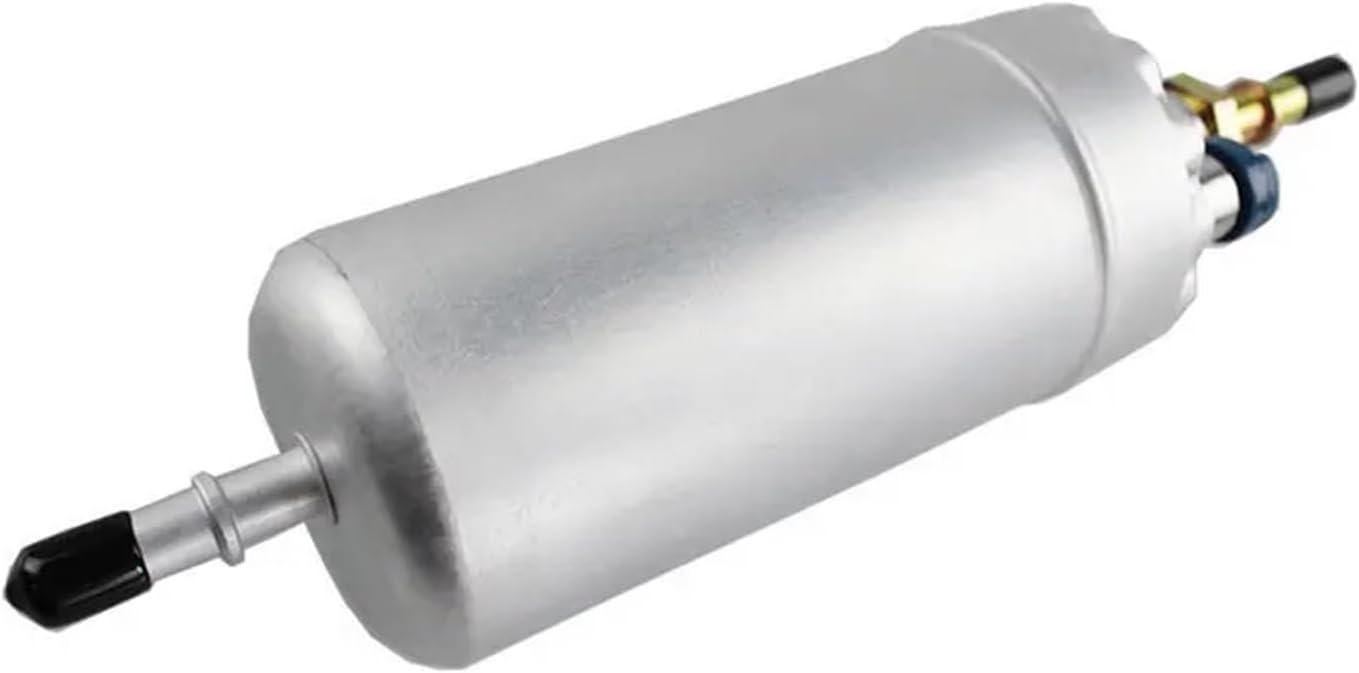 1pcs External High-Pressure Fuel Pump 12V, Aluminum Alloy, Silver, 0580464075, 21CM Length, 52MM Diameter, 8MM Inlet/Outlet, 5BAR,
