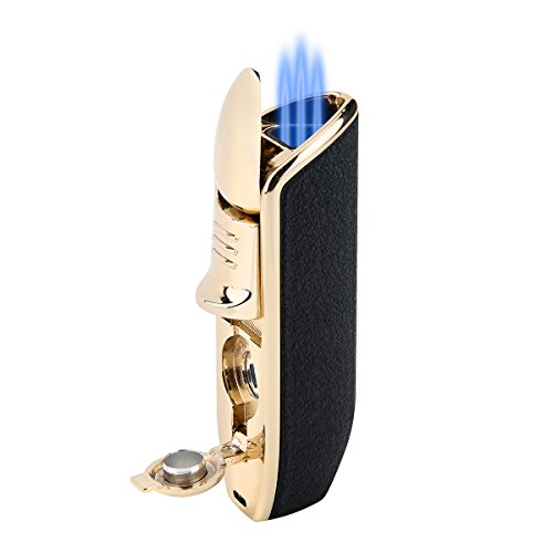 Tripple Torch Jet Flame Butane Cigarette Lighter with Built In Cigar Punch/Gift Box