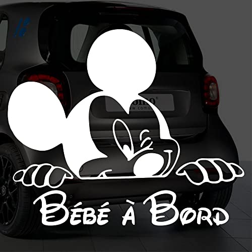 Sticker bébé à bord pour voiture Mickey Clin d'Oeil 18 cm Blanc - Anakiss