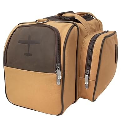 Flight Outfitters Bush Pilot Duffel Bag - Canvas/Leather Aviation Flight Bag with Padded Headset Pockets - Carry-On Luggage