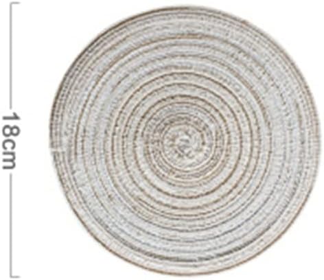 HBJWOV Round Ramie Insulation Mat Placemat Linen Non-Slip Coaster Kitchen Dining Table Accessories(Beige,18cm)