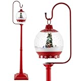 GOPLUS Lampadaire Noël 173 cm, Décoration Noel Exterieur Tournant Activé par Son avec Lumières Colorées, Musique, Effets Neige, Scène Festive (Boule-173CM)