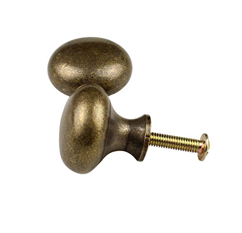 RZDEAL 4 PCS 1.0'' x 0.9'' Antique Style Brass Simple and Elegant Pulls Solid Hardware Knobs for Furniture Cabinet Closet Drawer Box Door Handles(Antique Brass) - Image 3