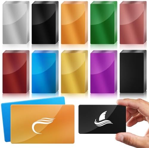 weparmeety 100 Pcs Metal Engraving Blanks Colorful Aluminum Sheet Laser Engraving Business Card Multipurpose DIY Gift Cards 86 x 54 x 0.21 mm（10 Colors)