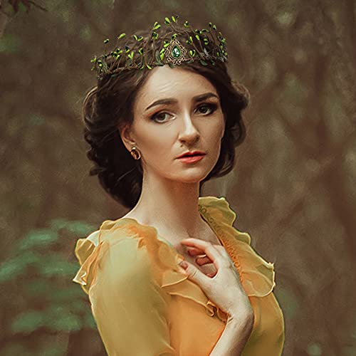 Mostory Handmade Green Elf Crown For Wedding Woodland Twig Tiara Headband Forest Crystal Headpiece For Women Girls Fairy Cosplay Costume Hair Accessories Renaissance Fair Medieval Party Proms #TOP2
