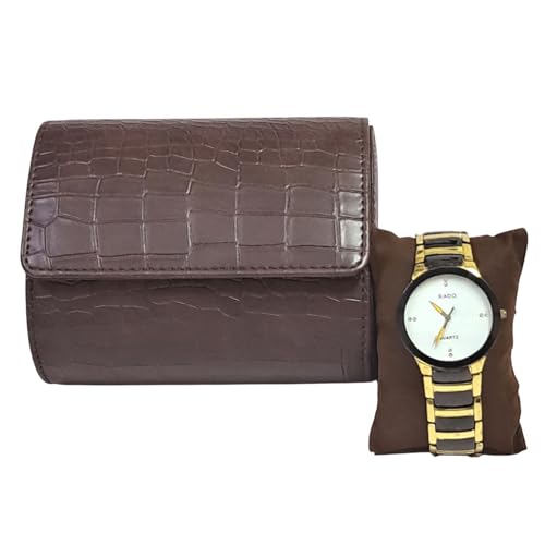 Image of essart Luxury Watch Roll Case - Travel Watch Organizer for 2 Watches | PU Leather Portable Gift Box for Watch Collectors