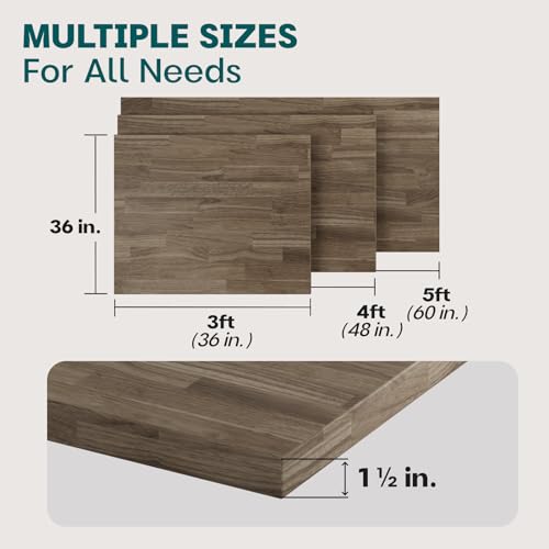 Bme Hevea Solid Wood Butcher Block Countertop in Walnut, Walnut Butcher Block Table Top with UV Finish for DIY Washer Dryer/Island/Kitchen Countertop, 5ft L x 36"W, 1.5in Thick - Image 3