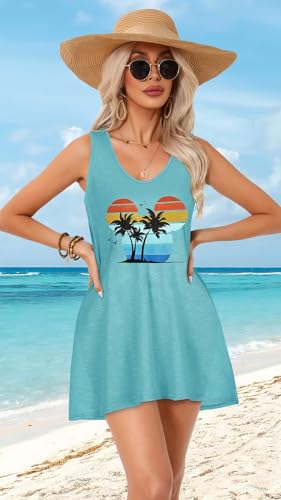 Image of elescat Womens Swimsuit Cover Up Summer Sleeveless T Shirt Beach Dress Tank Bikini Coverups 2026