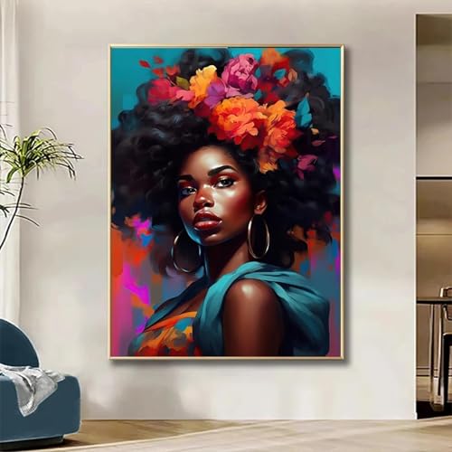 Peinture murale salon moderne et affiches sur toile portrait femme africaine 60x90cm