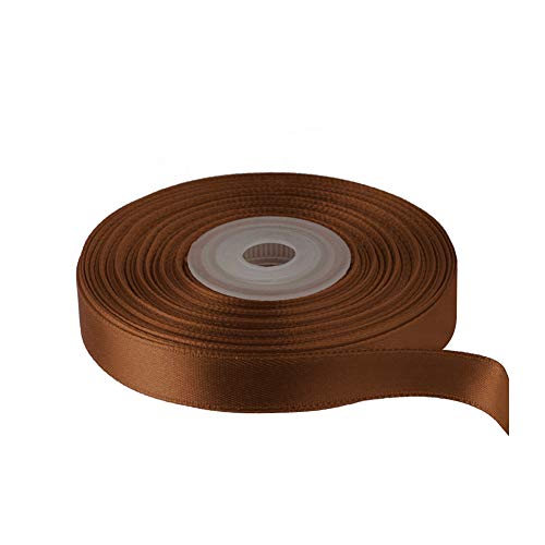Image of Solid Color Double Faced Brown Satin Ribbon 5 /8 inch X 25 Yards, Ribbons Perfect for Crafts, Wedding Decor, Bow Making, Sewing, Gift Package Wrapping and More